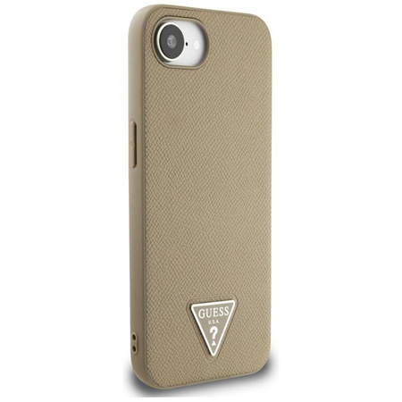 Guess szemcsés háromszög MagSafe - tok iPhone 16e készülékhez (barna)