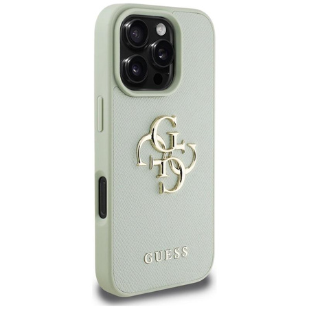 Guess Grained Big 4G Logo Small Classic Logo - Coque pour iPhone 16 Pro (vert)