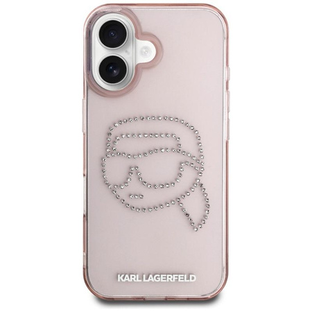 Karl Lagerfeld IML Rhinestones Karl Head - Hülle für iPhone 16 (rosa)