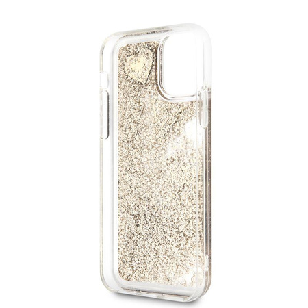 Guess Liquid Glitter Hearts - iPhone 11 Pro tok (arany)