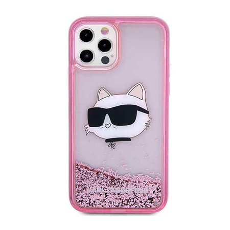 Karl Lagerfeld Liquid Glitter NFT Choupette Head - Hülle für iPhone 12 / iPhone 12 Pro (Pink)