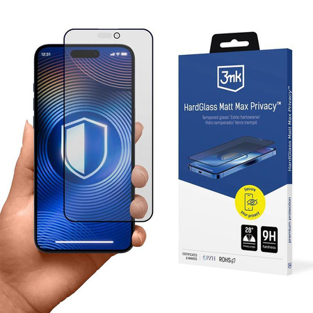 3mk HardGlass Matt Max Privacy - Matte tempered glass with privacy filter for iPhone 16 Pro Max