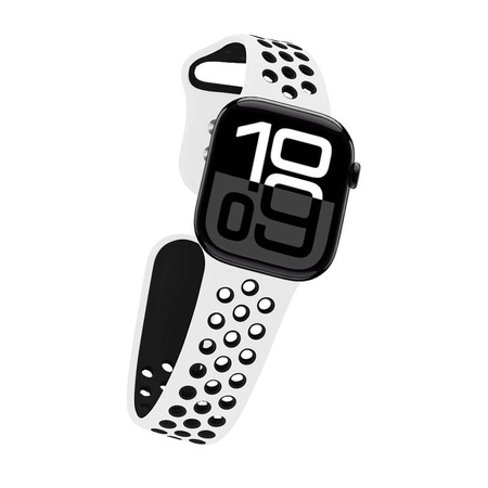 Crong Duo Sport - Bracelet pour Apple Watch 44/45/46/49 mm (blanc/noir)