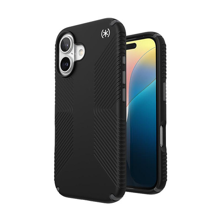 Speck Presidio2 Grip - pouzdro pro iPhone 16 (černé / břidlicově šedé / bílé)
