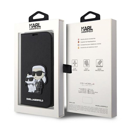 Karl Lagerfeld Booktype NFT Saffiano Karl & Choupette - Case for Phone 14 Pro (Black)