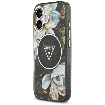 ETUI DO IPHONE 17 do MAGSAFE GUESS CZARNE ORYGINALNE ELEGANCKIE KWIATY CASE