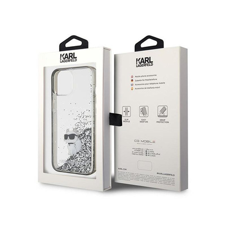 Karl Lagerfeld Liquid Glitter Choupette - Coque pour iPhone 15 (Transparent)