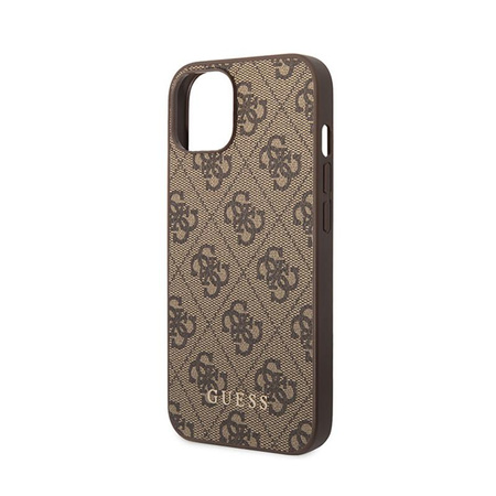 Guess 4G Metall Gold Logo - iPhone 15 Plus Tasche (braun)