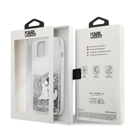 Karl Lagerfeld Liquid Glitter Choupette Fun - iPhone 13 Case (silver)