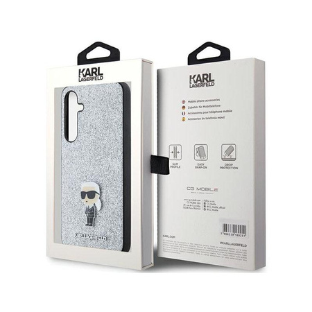 Karl Lagerfeld Fixed Glitter Iconic Logo Metal Pin - Samsung Galaxy A35 5G Case (silver)