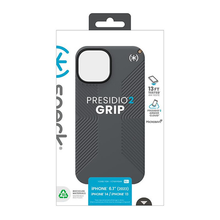 Speck Presidio2 Grip - Case iPhone 16e / iPhone 15 / iPhone 14 / iPhone 13 (Charcoal Gray / Cool Bronze / White)