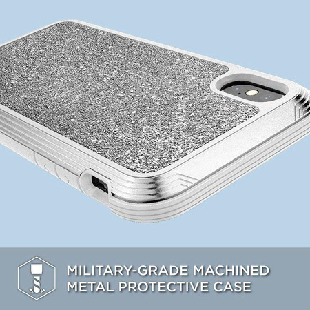 X-Doria Defense Lux - Aluminum Case for iPhone Xs Max (Drop test 3m) (White Glitter)