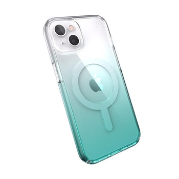 Speck Presidio Perfect-Clear + Ombre + MagSafe - pouzdro pro iPhone 13 s povrchovou úpravou MICROBAN (čiré/Fantasy Teal Fade)