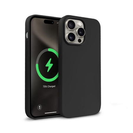 Magnetický kryt Crong Color Cover - iPhone 15 Pro MagSafe (černý)