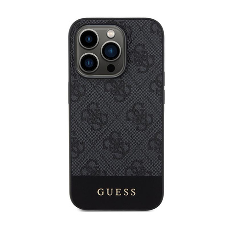 Guess 4G Bottom Stripe Metal Logo Collection - iPhone 15 Pro tok (szürke)