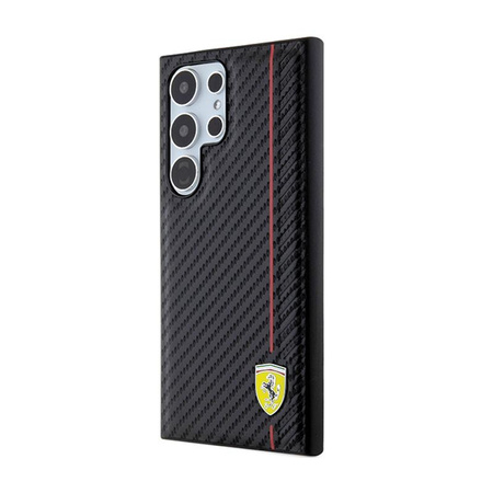 Ferrari Carbon Printed Line - Samsung Galaxy S24 Ultra tok (fekete)