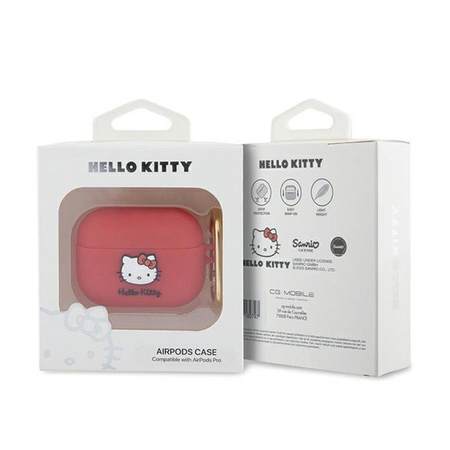 Hello Kitty Silikonová 3D hlava kočičky - pouzdro na AirPods Pro (fuchsiová)