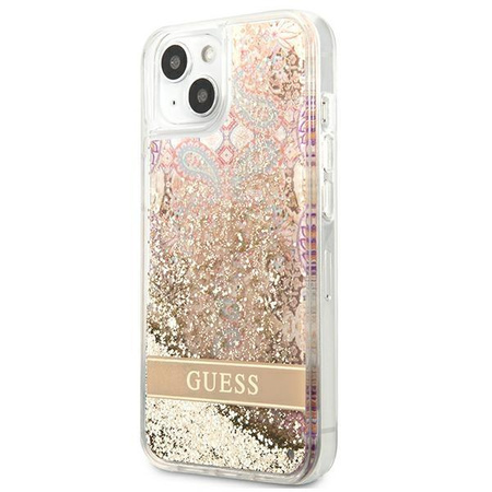 Guess Liquid Glitter Paisley - Etui iPhone 13 mini (złoty)