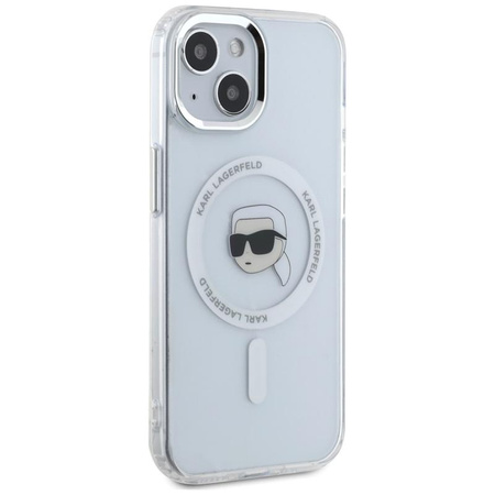 Karl Lagerfeld IML Metal Karl Head MagSafe - Coque pour iPhone 15 Plus (blanc)
