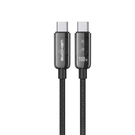 WEKOME WDC-193 Vanguard sorozat - USB-C és USB-C szupergyors töltő csatlakozókábel 100W 1 m (fekete)