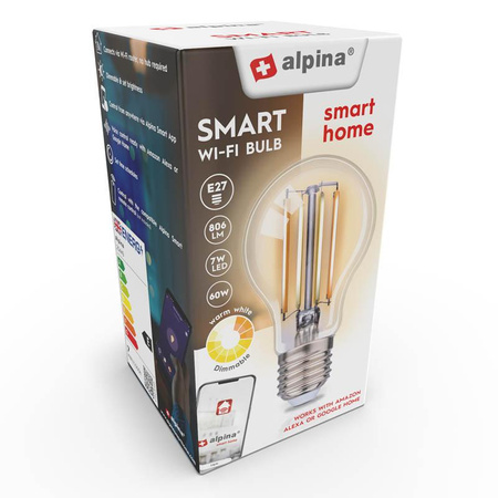 Alpina - Wi-Fi Glühbirne E27 Schraubsockel 7 W Farbe warmweiß