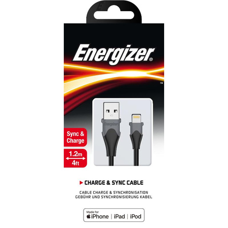 Energizer Classic - USB-A Lightning csatlakozó kábel MFi tanúsítvánnyal 1,2m (fekete)