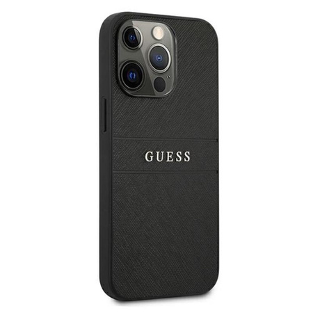 Guess Saffiano Metall-Logo-Streifen - iPhone 13 Pro Max Tasche (schwarz)