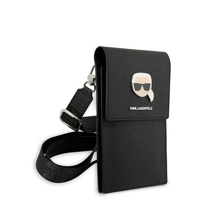 Karl Lagerfeld Metal Karl Head Wallet Phone Bag - Smartphone and Accessory Bag (Black)