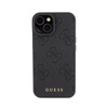 Guess Leather 4G Stamped - Tasche für iPhone 15 (Schwarz)