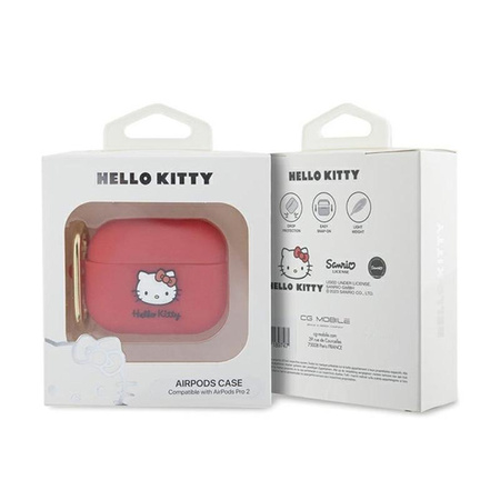 Hello Kitty Silicone 3D Kitty Head - pouzdro pro AirPods Pro 2 (fuchsiová)