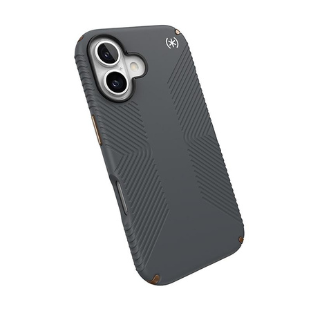 Pouzdro Speck Presidio2 Grip pro iPhone 16 (černě šedá / bronzová / bílá)
