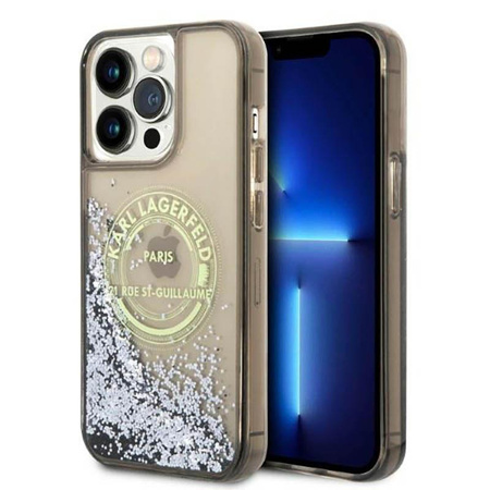 Karl Lagerfeld Liquid Glitter Round RSG Logo Case - iPhone 14 Pro Max Case (black)