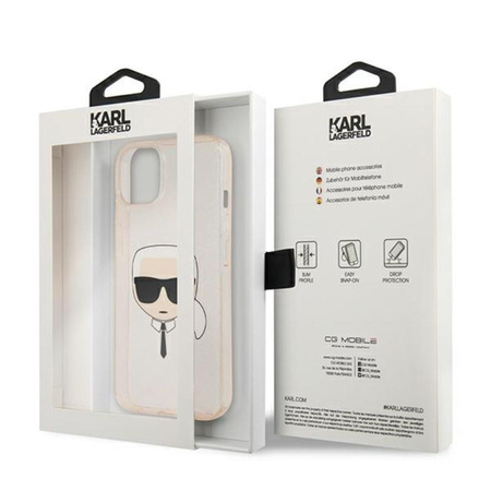 Karl Lagerfeld Karl's Head Glitter - iPhone 13 Mini Tasche (Gold)