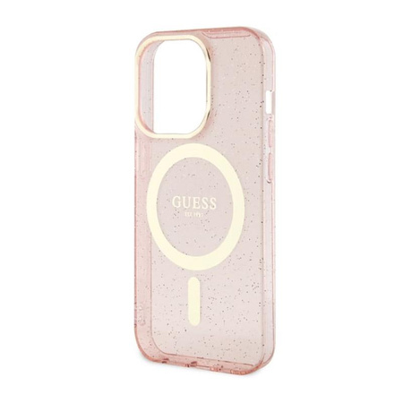 Guess Glitter Gold MagSafe - pouzdro pro iPhone 14 Pro Max (růžové)