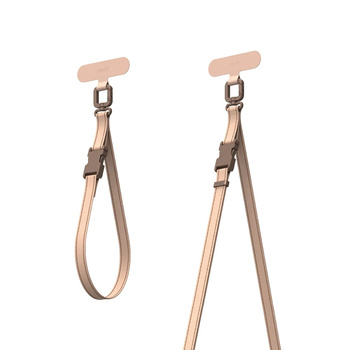 Moshi 2-in-1 Wrist & Body Strap with Adapter - Eco Leather Phone Lanyard (Milktea Brown)