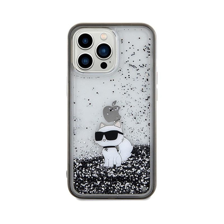Karl Lagerfeld Liquid Glitter Choupette - pouzdro pro iPhone 13 Pro (průhledné)