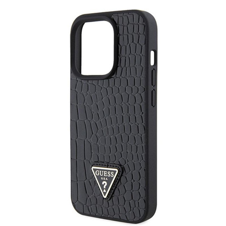 Guess Croco Triangle Metal Logo - Coque iPhone 15 Pro (noir)