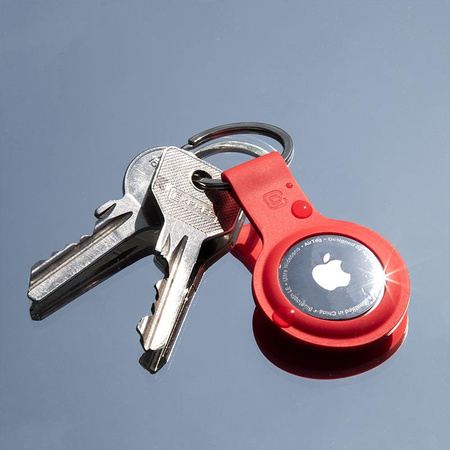 Etui en silicone Crong avec porte-clés - Porte-clés Apple AirTag (rouge)