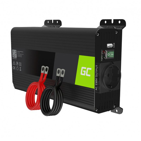 Green Cell - Měnič PRO z 12V na 230V 500W/1000W s čistou sinusovkou