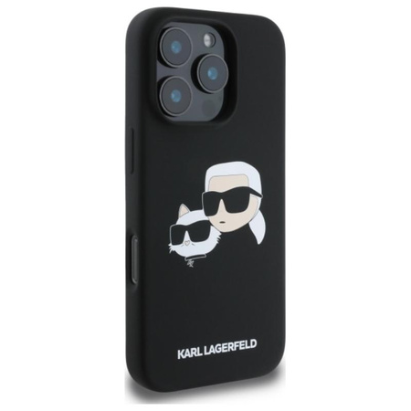 Karl Lagerfeld Silikon Doppelköpfe drucken MagSafe - iPhone 16 Pro Max Hülle (schwarz)