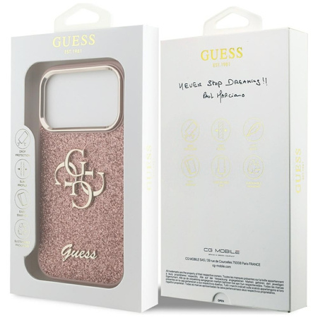 Guess Fixed Glitter Big 4G Metal Frame - Hülle iPhone 17 Pro (rosa)