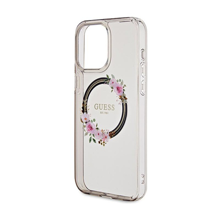 Guess IML Flowers Wreath MagSafe - iPhone 15 Pro Max Case (black)