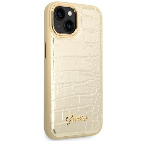 Guess Kroko Kollektion - iPhone 14 Plus Tasche (Gold)