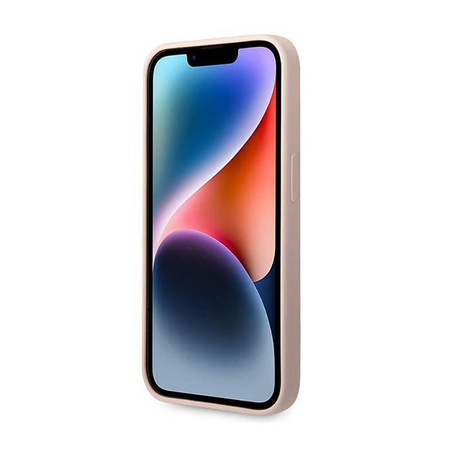 Guess Silikonové pouzdro MagSafe s logem - iPhone 14 Pro (růžové)