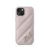 Karl Lagerfeld Diagonal Gesteppte Schrift - iPhone 15 Plus / 14 Plus Tasche (rosa)