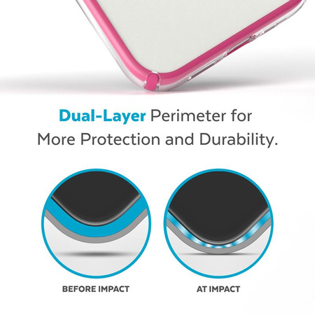 Speck Presidio Perfect-Clear avec Impact Geometry + MagSafe - Coque pour iPhone 14 Pro avec revêtement MICROBAN (transparent / rose digital)