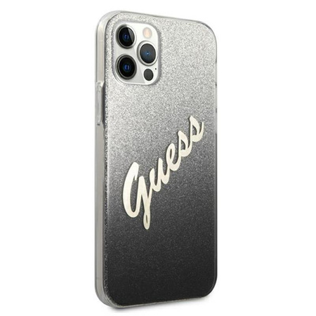 Guess Glitter Gradient Script - iPhone 12 / iPhone 12 Pro Case (black)