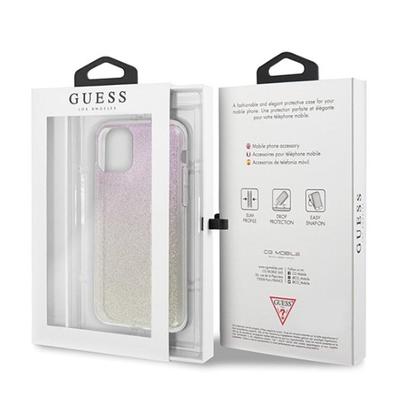Guess Glitter Gradient - Coque iPhone 11 Pro (Or/Rose)