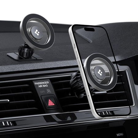 UCHWYT SAMOCHODOWY MAGSAFE SPIGEN DO TELEFONU, na Kratkę, na Deskę, Srebrny