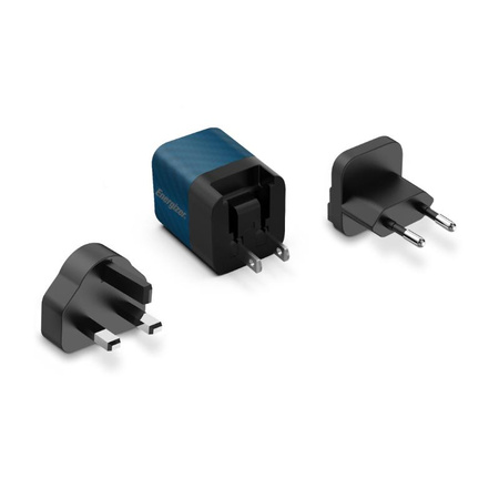 Energizer Ultimate - Multiplug EU / UK / US GaN USB-C 20W PD travel charger (Blue)